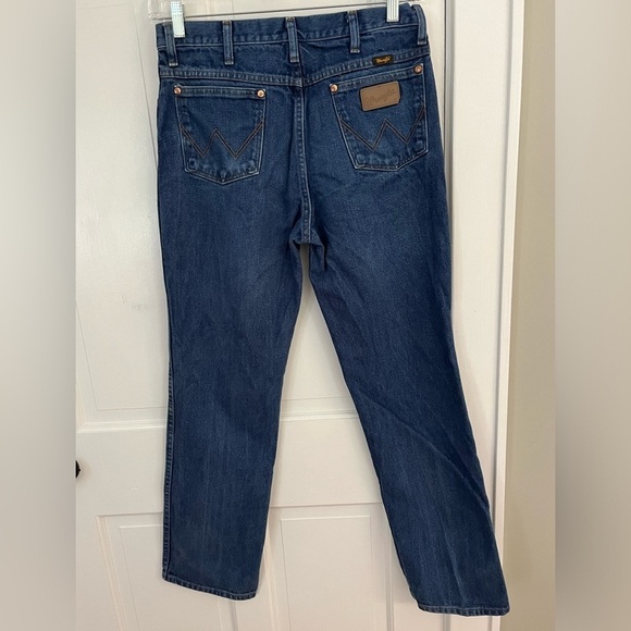 WRANGLERS Denim Straight Leg Blue Jeans Men's SIZE 33x32 Rugged Cowboy Outdoor - Picture 5 of 11